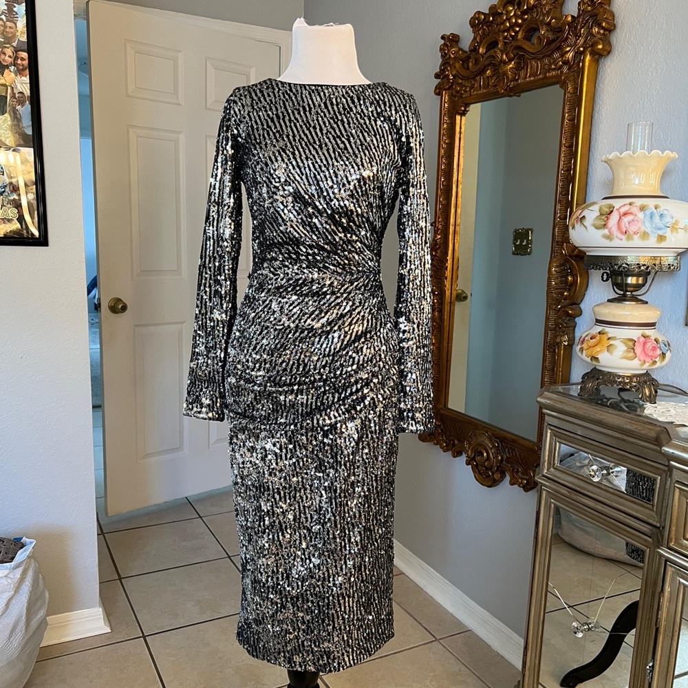 Black/silver sequins dress